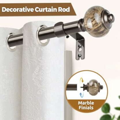 KAMANINA Single Curtain Rods Marbled Finials - Image 4