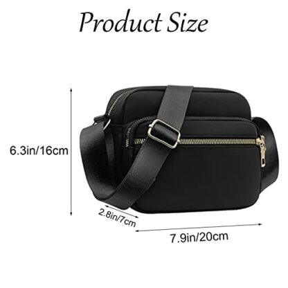 KEYRI Women Crossbody Bag with 3 Zip Compartments Shoulder Handbag with Adjustable Wide Strap Multipurpose Zipper Nylon Waterproof Cross Body Phone Bag for Ladies Girls Casual Travel Purse - Image 3