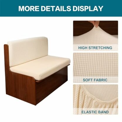 KRFOONN RV Dinette Cushion Covers Stretch Sofa Seat Slipcovers Replacement Camper Cushions Cover Washable Couch Cushion Slipcovers for RV Camper Car Bench Seats (1 Backrest Cover & 1 Bench Cover) - Image 3