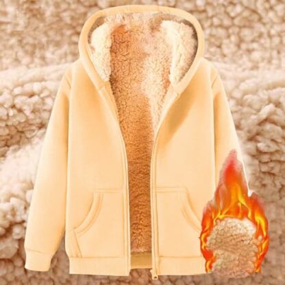 KUIH Fleece Jacket Women UK Sale Ladies Teddy Fleece Hoodie Winter Coat Sherpa Lined Jacket Women Full Zip Hoodie Teddy Bear Coats Fleece Sweatshirts Ladies Fleece Tops Sweater Outwear Winter Clothes - Image 4