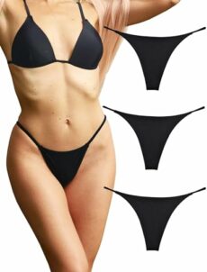 KUKU PANDA Cotton Thongs for Women Sexy Seamless Woman G String Panties 3 Pack Set