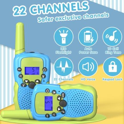 Kearui Toys for 3-12 Year Old Boys, Walkie Talkies for Kids 8 Channels 2 Way Radio Toy with Backlit LCD Flashlight, 3 Miles Range for Outside Adventures, Camping, Hiking - Image 4