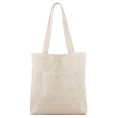 Kememo Corduroy Tote Bag with Zip, Shoulder Bag Women's Hobos Handbags Large Capacity Shopping Bag with Inner Pocket