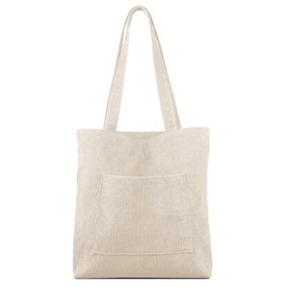 Kememo Corduroy Tote Bag with Zip, Shoulder Bag Women's Hobos Handbags Large Capacity Shopping Bag with Inner Pocket - Image 2