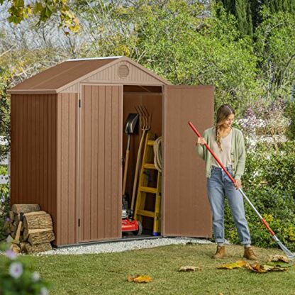 Keter Darwin Outdoor Apex Double Door Garden Storage Shed 6 X 4ft Brown Wood Look And Feel | Fade Free | All Weather Resistant | Safe And Secure | Zero Maintenance | 15 Year Warranty 3 Keter Darwin Outdoor Apex Double Door Garden Storage Shed 6 X 4ft Brown Wood Look And Feel | Fade Free | All Weather Resistant | Safe And Secure | Zero Maintenance | 15 Year Warranty - Image 3
