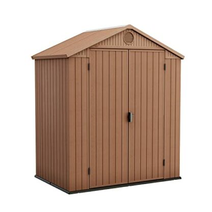 Keter Darwin Outdoor Apex Double Door Garden Storage Shed 6 X 4ft Brown Wood Look And Feel | Fade Free | All Weather Resistant | Safe And Secure | Zero Maintenance | 15 Year Warranty 2 Keter Darwin Outdoor Apex Double Door Garden Storage Shed 6 X 4ft Brown Wood Look And Feel | Fade Free | All Weather Resistant | Safe And Secure | Zero Maintenance | 15 Year Warranty - Image 2