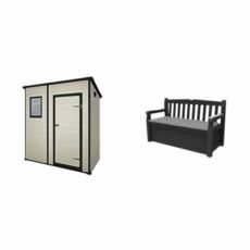 Keter Manor Pent Outdoor Garden Storage Shed, Beige/Brown, 6 x 4 ft 219732
