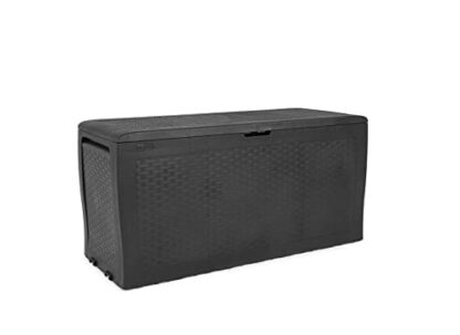 Keter Storage Box, Cushion Box, Rattan Look, 270 L, Storage Box for Garden, Indoor, Outdoor, 117 x 45 x 57 cm, Garden Box with Lid, Handles, Weatherproof, Plastic Garden Chest (Anthracite) 2 Keter Storage Box, Cushion Box, Rattan Look, 270 L, Storage Box for Garden, Indoor, Outdoor, 117 x 45 x 57 cm, Garden Box with Lid, Handles, Weatherproof, Plastic Garden Chest (Anthracite) - Image 2