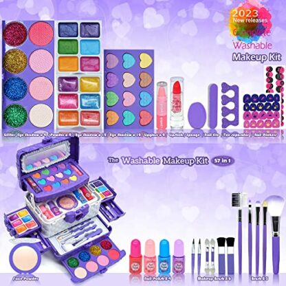 Kids Makeup Sets Girls Toys - unicorn gifts for girls Washable Make Up Starter Kit, Childrens Princess Pretend Play Games kids Toys Presents, Little Girl Birthday Gifts Set For Age 4-12 Year Old 3 Kids Makeup Sets Girls Toys - unicorn gifts for girls Washable Make Up Starter Kit, Childrens Princess Pretend Play Games kids Toys Presents, Little Girl Birthday Gifts Set For Age 4-12 Year Old - Image 3