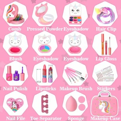 Kids Makeup Sets for Girls, Washable Make Up Kit Girls Toys, Christmas Birthday Gifts 4 5 6 7 8 9 Year Old Girl - Image 3
