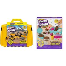 Kinetic Sand Construction Site Folding Sandbox Playset with Vehicle and 907g Kinetic Sand, for Kids Aged 3 and Up