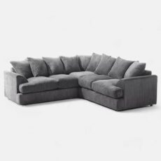 Kingsize Jumbo Cord Corner Sofa Set + Footstool, Grey