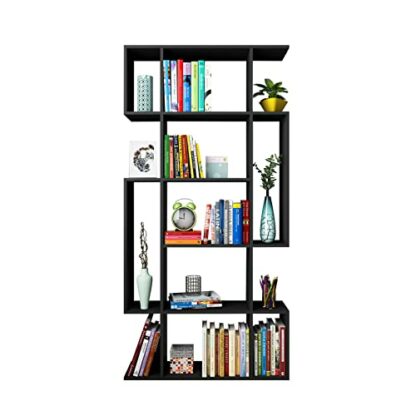 Komtopod Bookcase, 5 Tier Shelf, Storage Unit, Divider, S-Shaped Bookshelf, for Living Room, Bedroom, Office, Modern Style, White - Image 4