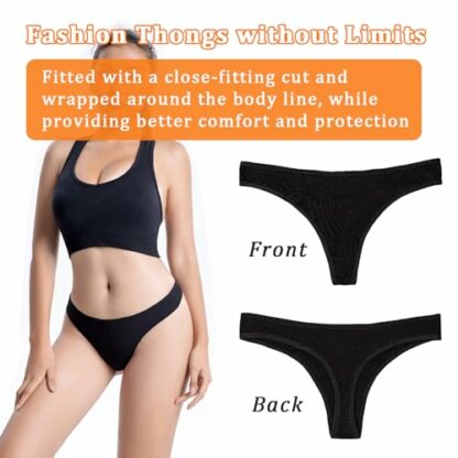 Kunoli 8PCS Cotton Thongs for Women, Underwear Women Thongs Sexy Panties for Women, Womens Sexy Underwear Multipack Thongs for Women - Image 3