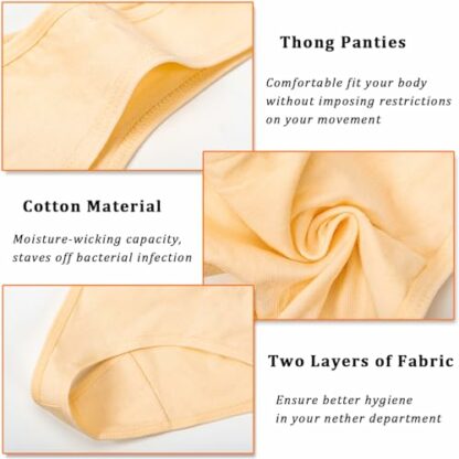 Kunoli 8PCS Cotton Thongs for Women, Underwear Women Thongs Sexy Panties for Women, Womens Sexy Underwear Multipack Thongs for Women - Image 4