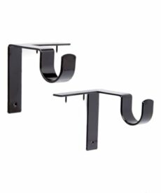 Kwik-Hang Single Curtain Rod Brackets – No Drill, No Damage – Perfect Curtains Every Time – 1” Black