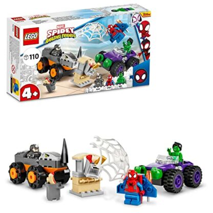 LEGO 10782 Marvel Hulk vs. Rhino Monster Truck Showdown, Toy for Kids Age 4+ with Spider-Man Minifigure, Spidey And His Amazing Friends Series - Image 2
