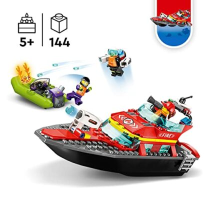 LEGO 60373 City Fire Rescue Boat Toy, Floats on Water, with Jetpack, Dinghy and 3 Minifigures, Everyday Hero Toys for Boys and Girls Aged 5+, Gift Idea 4 LEGO 60373 City Fire Rescue Boat Toy, Floats on Water, with Jetpack, Dinghy and 3 Minifigures, Everyday Hero Toys for Boys and Girls Aged 5+, Gift Idea - Image 4