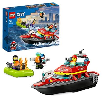 LEGO 60373 City Fire Rescue Boat Toy, Floats on Water, with Jetpack, Dinghy and 3 Minifigures, Everyday Hero Toys for Boys and Girls Aged 5+, Gift Idea 2 LEGO 60373 City Fire Rescue Boat Toy, Floats on Water, with Jetpack, Dinghy and 3 Minifigures, Everyday Hero Toys for Boys and Girls Aged 5+, Gift Idea - Image 2