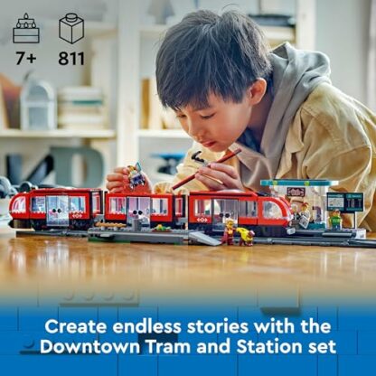 LEGO City Downtown Tram and Station Vehicle Building Toy Set for 7 Plus Year Old Kids, Boys & Girls, with 6 Minifigures and a Guide Dog Figure for Role Play, Birthday Gift Idea, 60423 3 LEGO City Downtown Tram and Station Vehicle Building Toy Set for 7 Plus Year Old Kids, Boys & Girls, with 6 Minifigures and a Guide Dog Figure for Role Play, Birthday Gift Idea, 60423 - Image 3