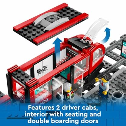 LEGO City Downtown Tram and Station Vehicle Building Toy Set for 7 Plus Year Old Kids, Boys & Girls, with 6 Minifigures and a Guide Dog Figure for Role Play, Birthday Gift Idea, 60423 4 LEGO City Downtown Tram and Station Vehicle Building Toy Set for 7 Plus Year Old Kids, Boys & Girls, with 6 Minifigures and a Guide Dog Figure for Role Play, Birthday Gift Idea, 60423 - Image 4