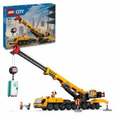 LEGO City Yellow Mobile Construction Crane Toy, Vehicle Building Set for 9 Plus Year Old Boys and Girls, Long Extendable Boom and 4 Worker Minifigures for Role Play, Creative Gift for Kids 60409