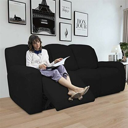 LINGKY 8-Pieces Recliner Sofa Covers Sofa Stretch Reclining Couch Covers for 3 Cushion Sofa Slipcovers Furniture Covers with Elastic Bottom Thick Soft Washable 3 LINGKY 8-Pieces Recliner Sofa Covers Sofa Stretch Reclining Couch Covers for 3 Cushion Sofa Slipcovers Furniture Covers with Elastic Bottom Thick Soft Washable - Image 3
