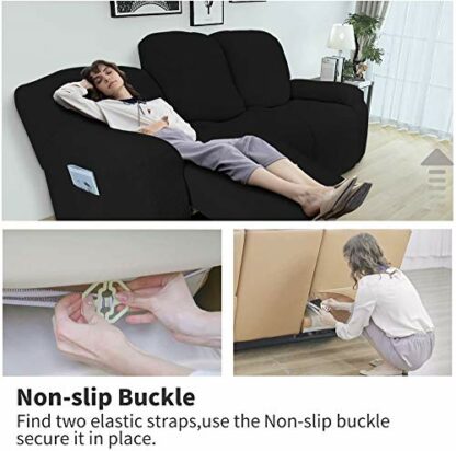 LINGKY 8-Pieces Recliner Sofa Covers Sofa Stretch Reclining Couch Covers for 3 Cushion Sofa Slipcovers Furniture Covers with Elastic Bottom Thick Soft Washable 4 LINGKY 8-Pieces Recliner Sofa Covers Sofa Stretch Reclining Couch Covers for 3 Cushion Sofa Slipcovers Furniture Covers with Elastic Bottom Thick Soft Washable - Image 4