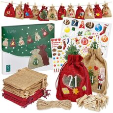 LIVAIA Advent calendar for filling with colourful jute bags
