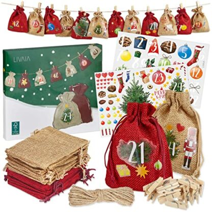 LIVAIA Advent calendar for filling with colourful jute bags - Image 2