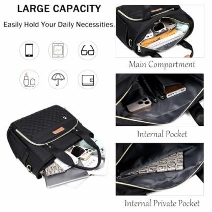 LMGO Medium Tote Bag with Multi Pockets for Women, Quilted Top Handle Purse Crossbody Shoulder Bag Handbag - Image 3