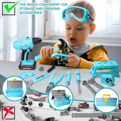 LOYO Kids Tool Set 50 Pcs Kids Construction Toys with Vest, Tool Box with Electric Drill Toy, Pretend Play Kids Toys for Boys & Girls Age 3 4 5 6 Years Old - Image 3