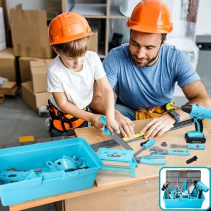LOYO Kids Tool Set 50 Pcs Kids Construction Toys with Vest, Tool Box with Electric Drill Toy, Pretend Play Kids Toys for Boys & Girls Age 3 4 5 6 Years Old - Image 4