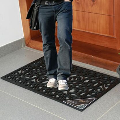 LSC Rubber Door Mat Outdoor Heavy Duty Large Door Mat Non Slip Dirt Scraper Outdoor Mats for Front Door Black Welcome Decorative Wrought Iron Effect Drainage Doormats Outside 45 X 75 cm 3 LSC Rubber Door Mat Outdoor Heavy Duty Large Door Mat Non Slip Dirt Scraper Outdoor Mats for Front Door Black Welcome Decorative Wrought Iron Effect Drainage Doormats Outside 45 X 75 cm - Image 3