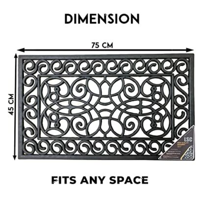 LSC Rubber Door Mat Outdoor Heavy Duty Large Door Mat Non Slip Dirt Scraper Outdoor Mats for Front Door Black Welcome Decorative Wrought Iron Effect Drainage Doormats Outside 45 X 75 cm 4 LSC Rubber Door Mat Outdoor Heavy Duty Large Door Mat Non Slip Dirt Scraper Outdoor Mats for Front Door Black Welcome Decorative Wrought Iron Effect Drainage Doormats Outside 45 X 75 cm - Image 4