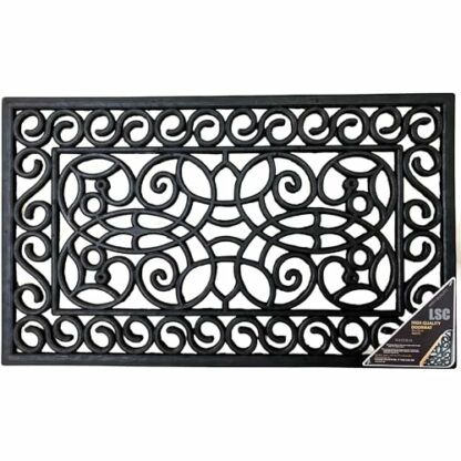 LSC Rubber Door Mat Outdoor Heavy Duty Large Door Mat Non Slip Dirt Scraper Outdoor Mats for Front Door Black Welcome Decorative Wrought Iron Effect Drainage Doormats Outside 45 X 75 cm 2 LSC Rubber Door Mat Outdoor Heavy Duty Large Door Mat Non Slip Dirt Scraper Outdoor Mats for Front Door Black Welcome Decorative Wrought Iron Effect Drainage Doormats Outside 45 X 75 cm - Image 2