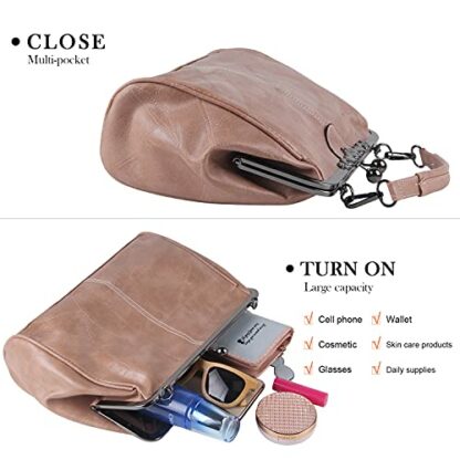 LUI SUI Women Retro Handbag, PU Leather Purse Vintage Top Handle Bag Kiss Lock Crossbody Shoulder Bag for Ladies 4 LUI SUI Women Retro Handbag, PU Leather Purse Vintage Top Handle Bag Kiss Lock Crossbody Shoulder Bag for Ladies - Image 4