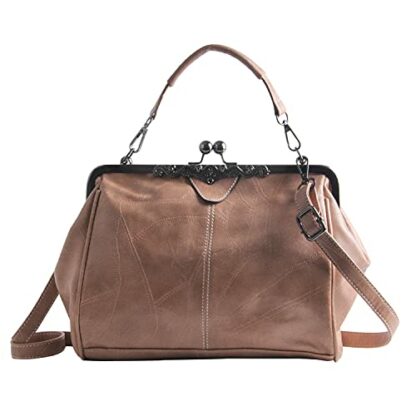 LUI SUI Women Retro Handbag, PU Leather Purse Vintage Top Handle Bag Kiss Lock Crossbody Shoulder Bag for Ladies 2 LUI SUI Women Retro Handbag, PU Leather Purse Vintage Top Handle Bag Kiss Lock Crossbody Shoulder Bag for Ladies - Image 2