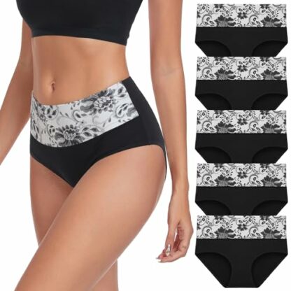 Lapulas Womens Underwear, Women's Cotton Knickers High Waisted Knickers for Women Stretchy Soft Ladies Underwear Full Briefs Women Multipack Pants (5 Pack) 2 Lapulas Womens Underwear, Women's Cotton Knickers High Waisted Knickers for Women Stretchy Soft Ladies Underwear Full Briefs Women Multipack Pants (5 Pack) - Image 2