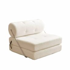 Modern Foldable Lazy Sofa Bed for Bedroom Living Room Balcony Simple and Stylish Design Beige