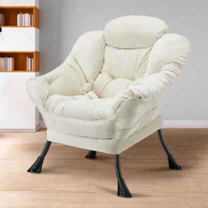 Lazy Chair,Leisure Sofa Chair Come w/a Steel Frame,Velvet Frabic Modern Lounge Accent Chair with Armrests and a Side Pocket,Upholstered Reading Chair for Living Room,Bedroom,Dorm Rooms 3 Lazy Chair,Leisure Sofa Chair Come w/a Steel Frame,Velvet Frabic Modern Lounge Accent Chair with Armrests and a Side Pocket,Upholstered Reading Chair for Living Room,Bedroom,Dorm Rooms - Image 3
