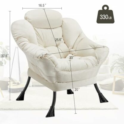 Lazy Chair,Leisure Sofa Chair Come w/a Steel Frame,Velvet Frabic Modern Lounge Accent Chair with Armrests and a Side Pocket,Upholstered Reading Chair for Living Room,Bedroom,Dorm Rooms 4 Lazy Chair,Leisure Sofa Chair Come w/a Steel Frame,Velvet Frabic Modern Lounge Accent Chair with Armrests and a Side Pocket,Upholstered Reading Chair for Living Room,Bedroom,Dorm Rooms - Image 4