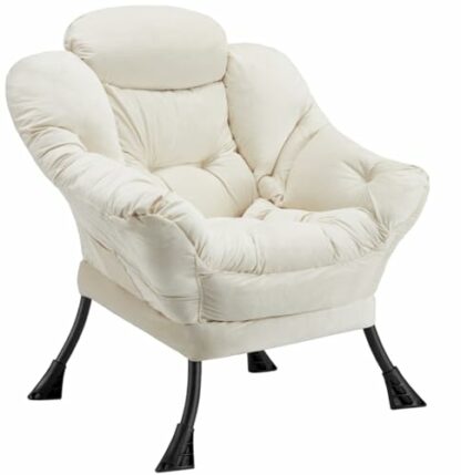 Lazy Chair,Leisure Sofa Chair Come w/a Steel Frame,Velvet Frabic Modern Lounge Accent Chair with Armrests and a Side Pocket,Upholstered Reading Chair for Living Room,Bedroom,Dorm Rooms 2 Lazy Chair,Leisure Sofa Chair Come w/a Steel Frame,Velvet Frabic Modern Lounge Accent Chair with Armrests and a Side Pocket,Upholstered Reading Chair for Living Room,Bedroom,Dorm Rooms - Image 2