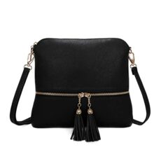 LeahWard Tassel Charm Cross Body Bag, Women's Side Shoulder Bags, Small Faux Leather Handbag For Women