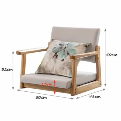 Legless Floor Chair Solid Wood Back Chair, Tatami Seat Lazy Sofa Japanese Wooden Small Floor Chair for Gaming Reading Watching TV 3 Legless Floor Chair Solid Wood Back Chair, Tatami Seat Lazy Sofa Japanese Wooden Small Floor Chair for Gaming Reading Watching TV - Image 3