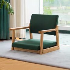 Legless Floor Chair Solid Wood Back Chair, Tatami Seat Lazy Sofa Japanese Wooden Small Floor Chair for Gaming Reading Watching TV