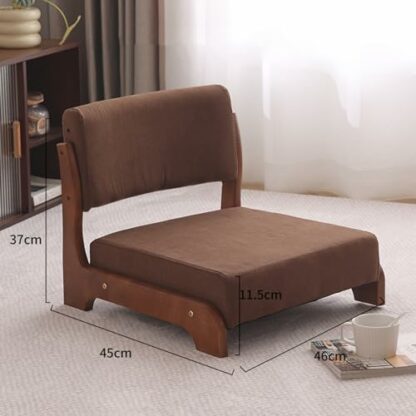 Legless Floor Chair, Wooden Lazy Chair, Meditation Chair Suitable for Reading Games Living Room Bedroom Tatami Chair with Back Support 3 Legless Floor Chair, Wooden Lazy Chair, Meditation Chair Suitable for Reading Games Living Room Bedroom Tatami Chair with Back Support - Image 3