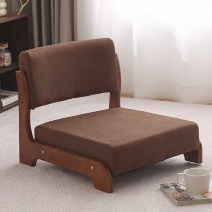 Legless Floor Chair, Wooden Lazy Chair, Meditation Chair Suitable for Reading Games Living Room Bedroom Tatami Chair with Back Support 2 Legless Floor Chair, Wooden Lazy Chair, Meditation Chair Suitable for Reading Games Living Room Bedroom Tatami Chair with Back Support - Image 2