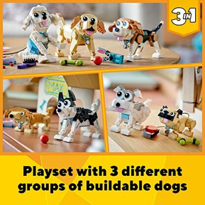 Lego Creator 3-in-1 Adorable Dogs Building Toy Set 31137, Gift for Dog Lovers, Featuring Dachshund, Beagle, Pug, Poodle, Husky, and Labrador Figures for Kids 7 and Up - Image 4