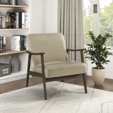 Lexicon Mid Century Modern Chair Velvet Accent Chair for Living Room Chair w/Solid Wood Armrests and Legs Cushioned Seat and Backrest, Reading Chair and Lounge Chair for Bedrooms/Studios